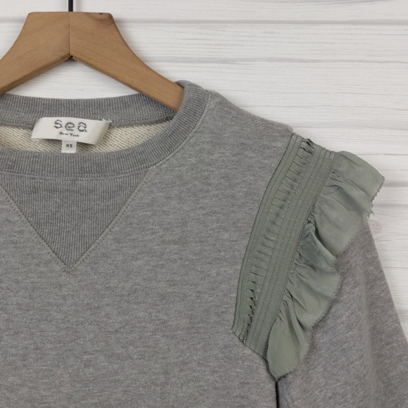 Sea New York Gray Sweatshirt with Viscose Ruffles - Picture 2 of 7